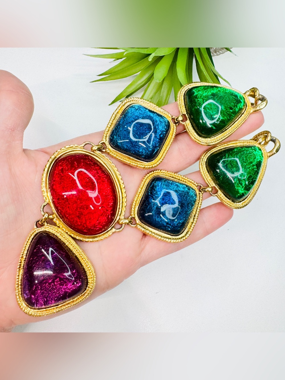 VTG 90s KJL for Avon Kenneth Jay Lane Caprianti Jewel Tone Statement Necklace - Picture 11 of 12